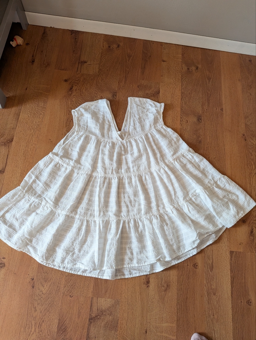 White Tiered V-Neck 100% Cotton Blouse